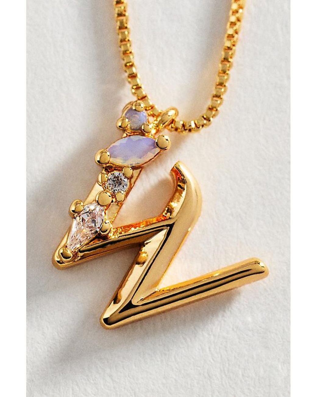 By Anthropologie Metallic Crystal Initial Necklace