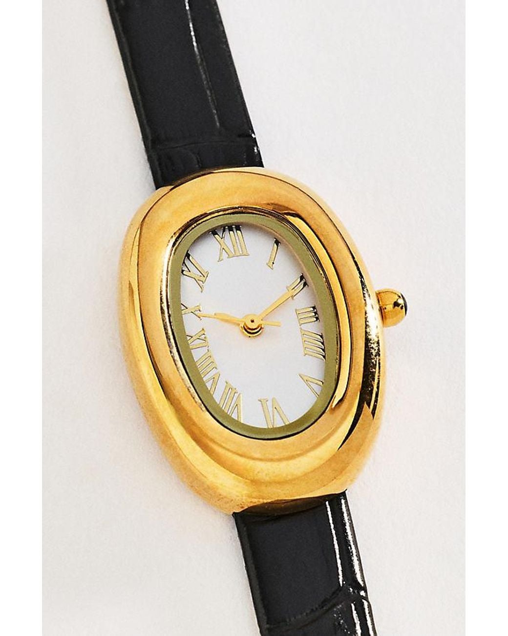 By Anthropologie Black Murphy Puffy Oval Watch