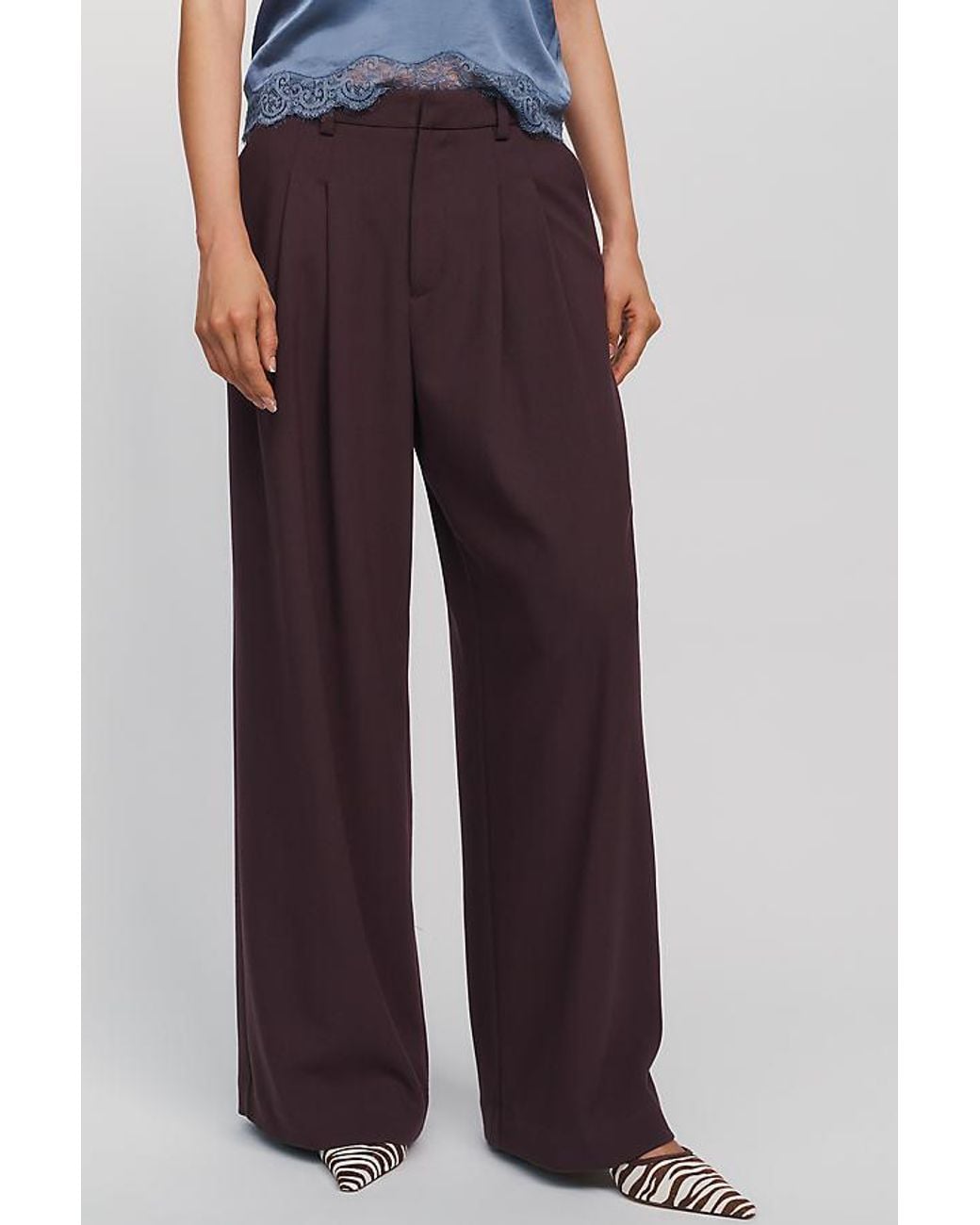 Maeve Blue Heddie High-Rise Pleated Trousers
