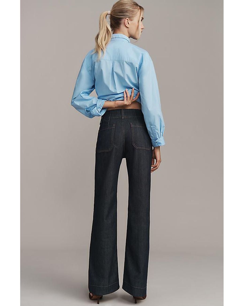 Maeve Blue The Colette Full-Length Wide-Leg Jeans By