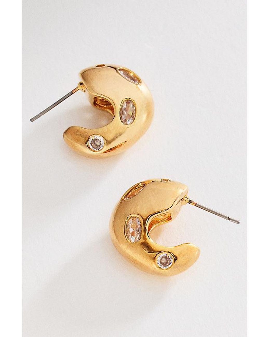 Anthropologie Metallic Chunky Bezel Crystal Hoops
