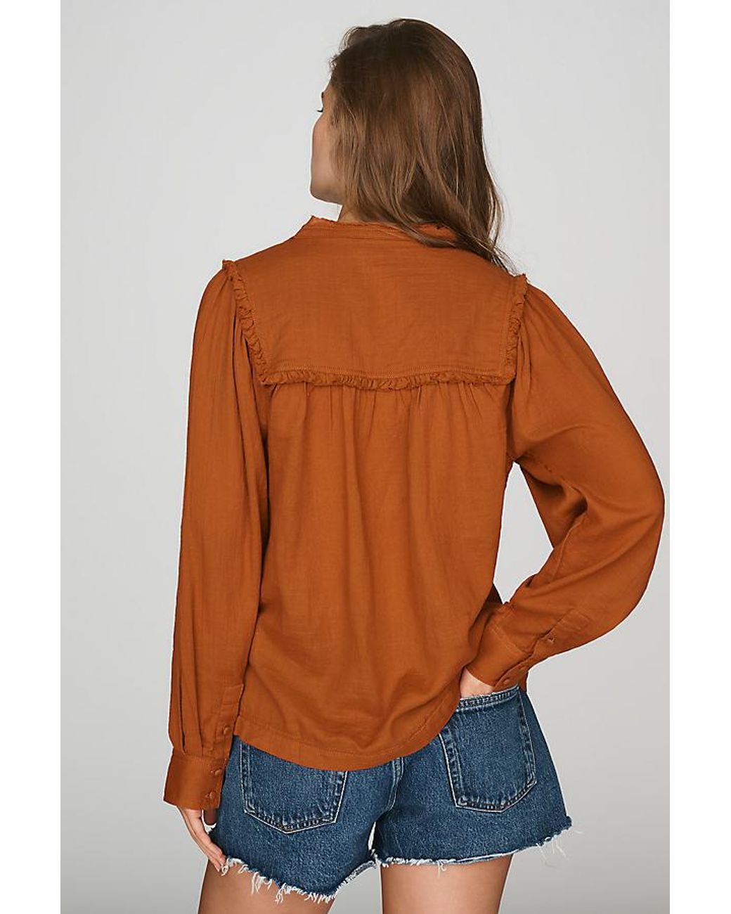 Pilcro Blue 100% Cotton Ruffle Blouse