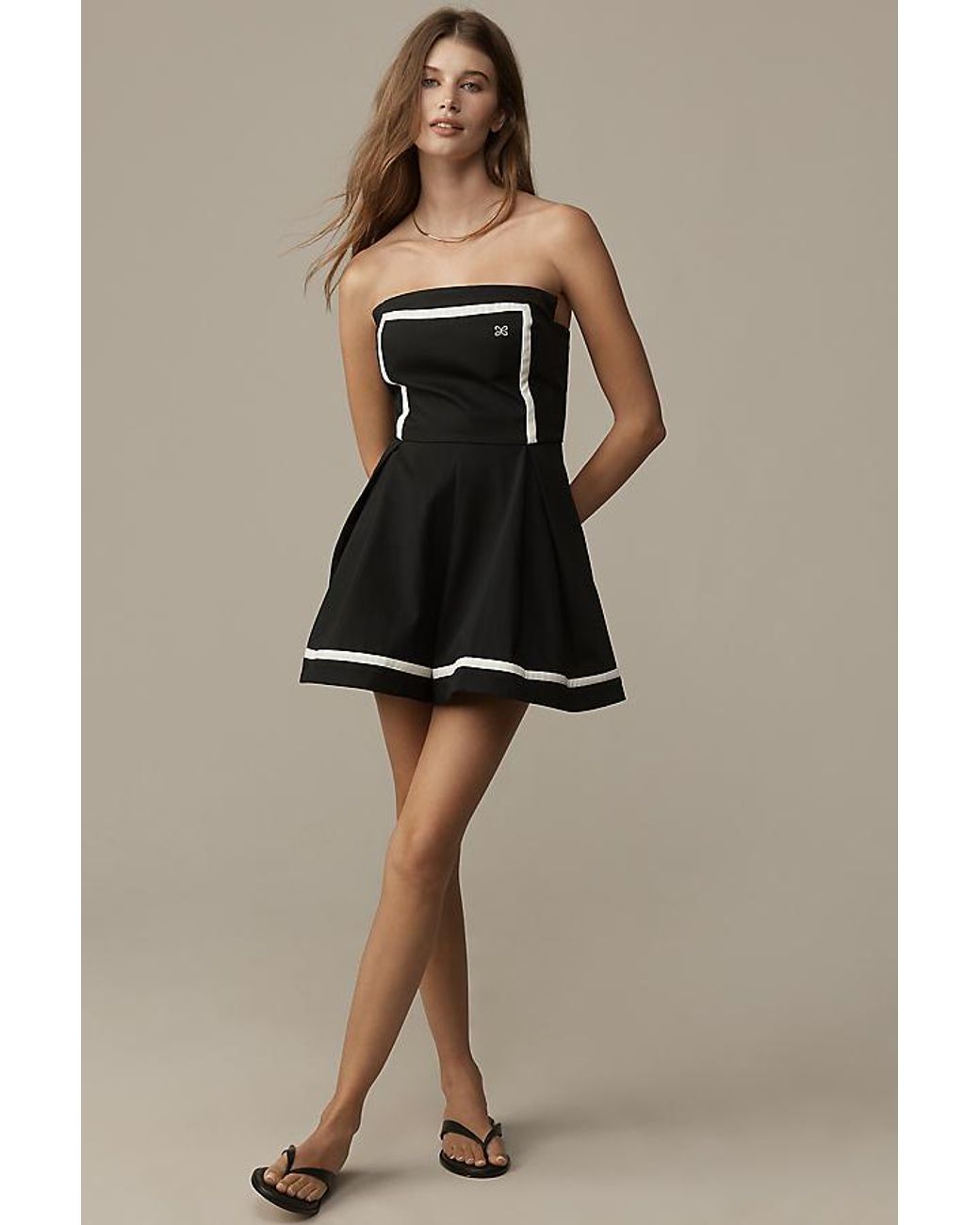 Maeve Black Strapless Cotton Playsuit