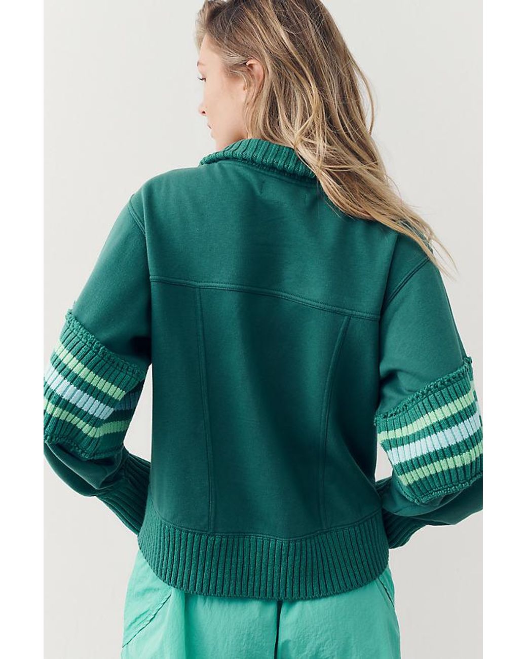 Daily Practice Green Striped Half-Zip Jumper