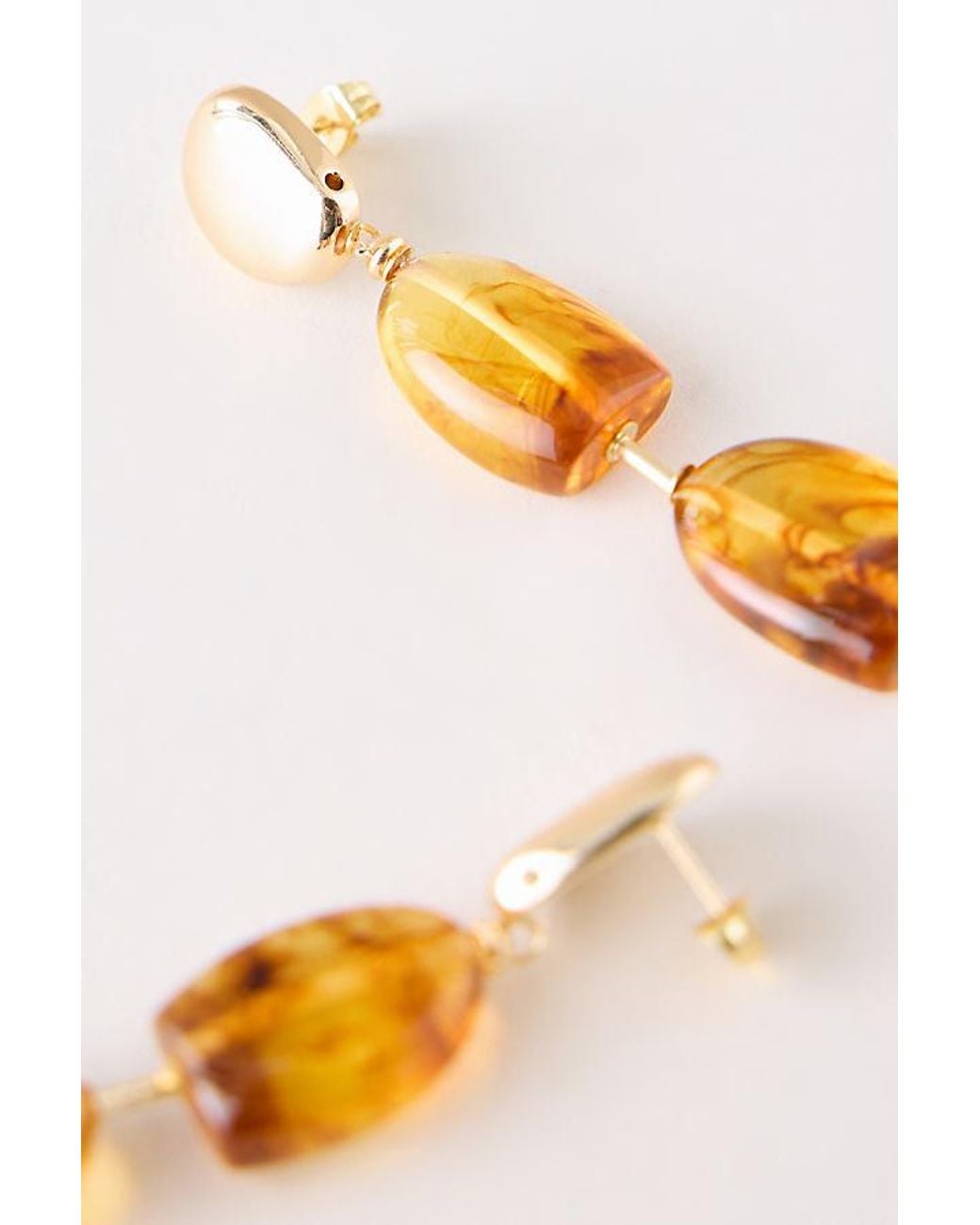By Anthropologie Orange Glass Stone Drop Earrings