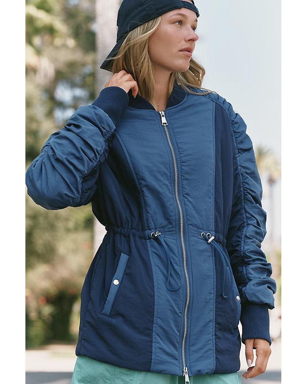 Daily Practice Blue Nylon Zip Trip Jacket