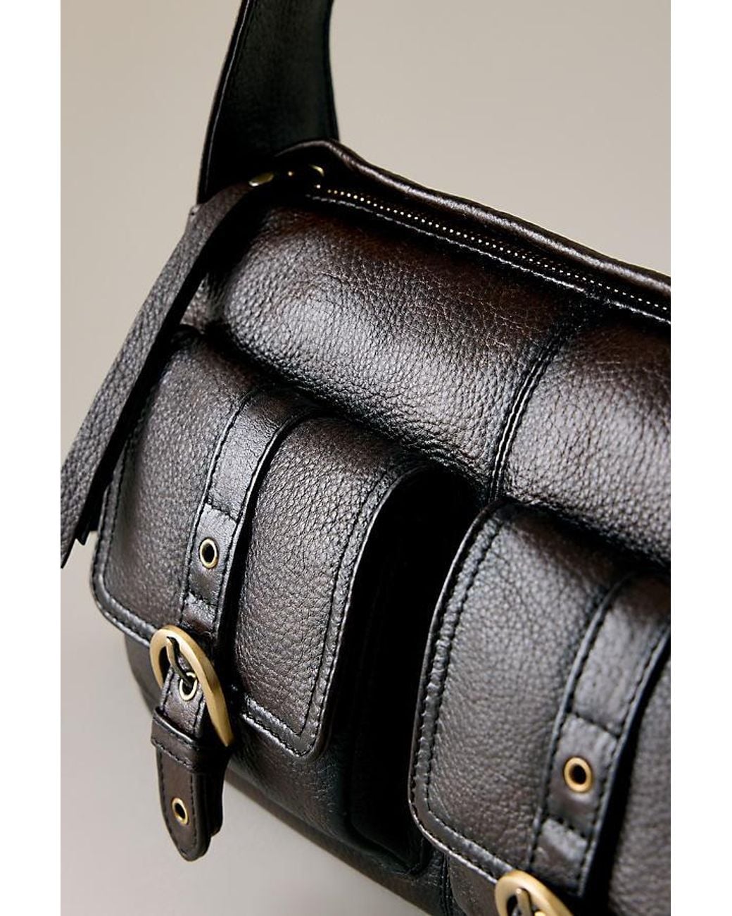 By Anthropologie Black The Leather Cargo Bag