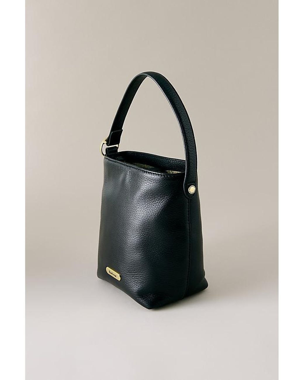 Barbour Black Cedar Mini Leather Bucket Bag