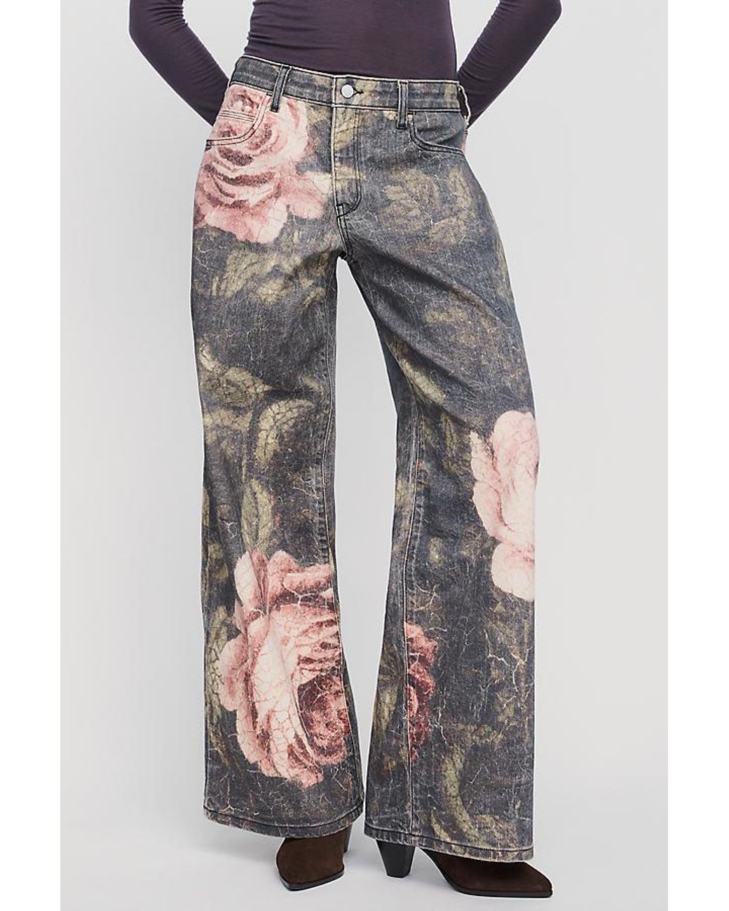 Pilcro Black Esme Mid-Rise Wide-Leg Jeans