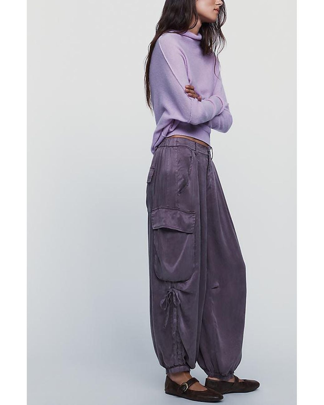 Pilcro Purple Cleo Mid-Rise Balloon Cargo Pants