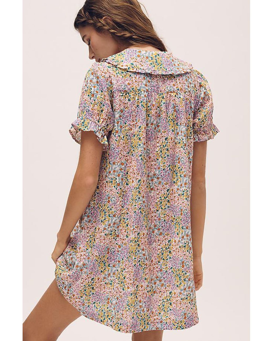 Pilcro Blue The Keira Collared Button-Front Mini Dress By