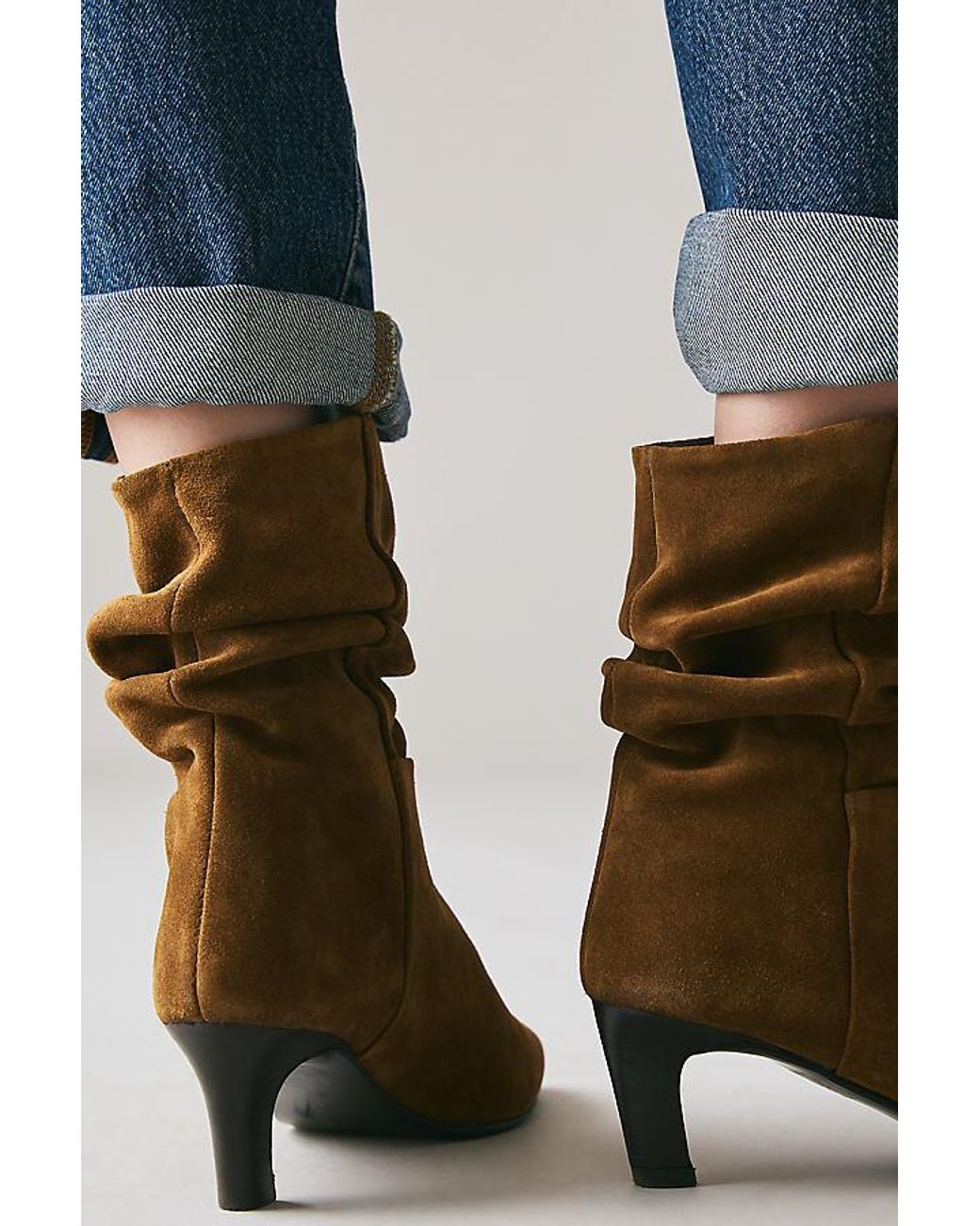 By Anthropologie Brown Suede Scrunch Boots
