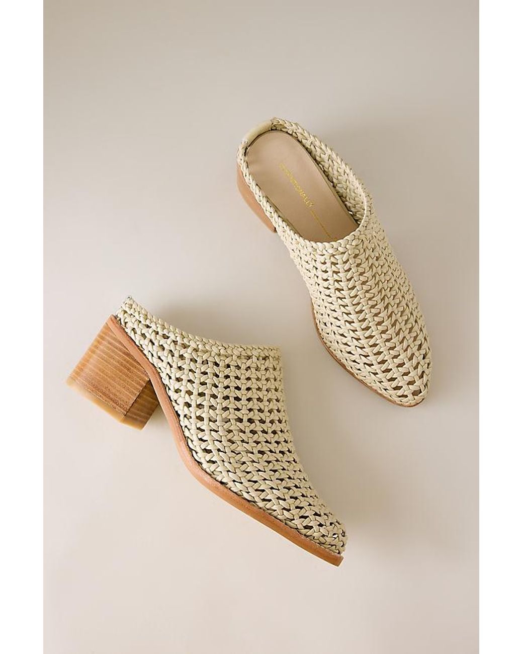 INTENTIONALLY ______ Natural Caps Woven Heeled Mules