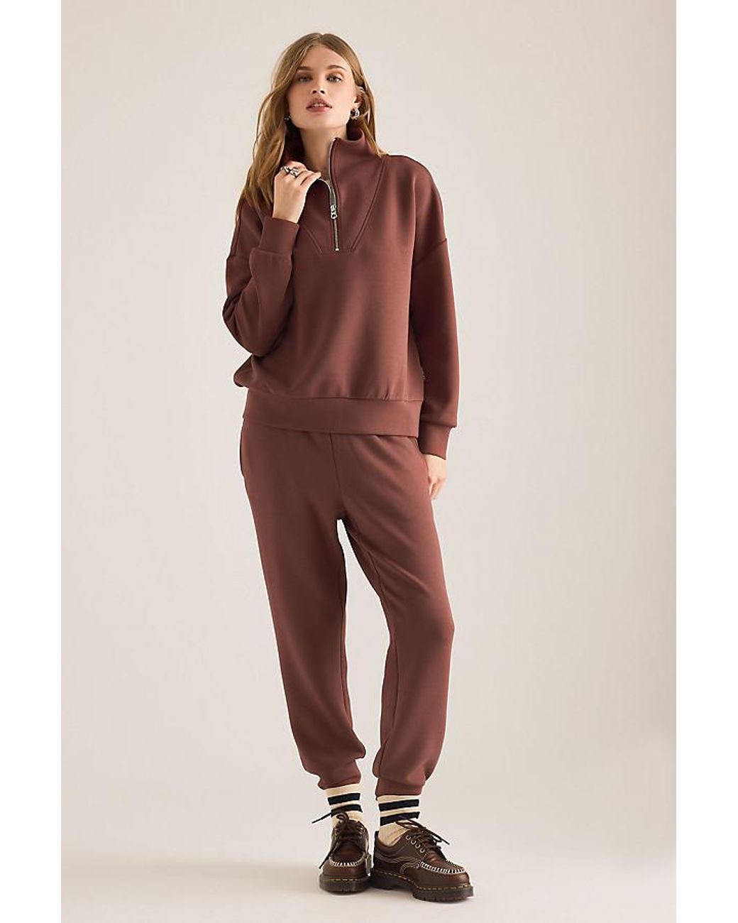 Varley Brown Hawley Half-Zip Sweatshirt