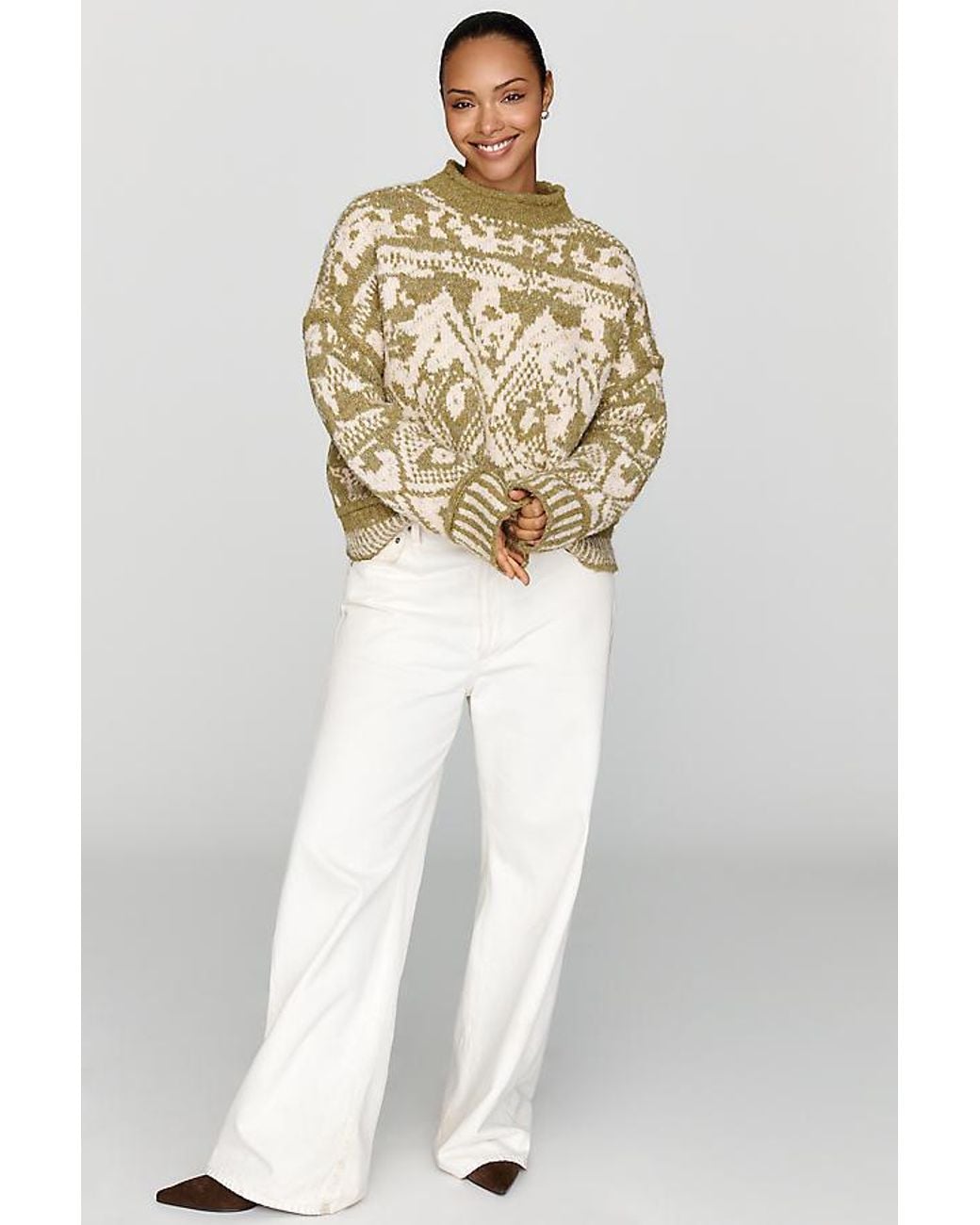 Pilcro Natural Relaxed Roll-Neck Jumper