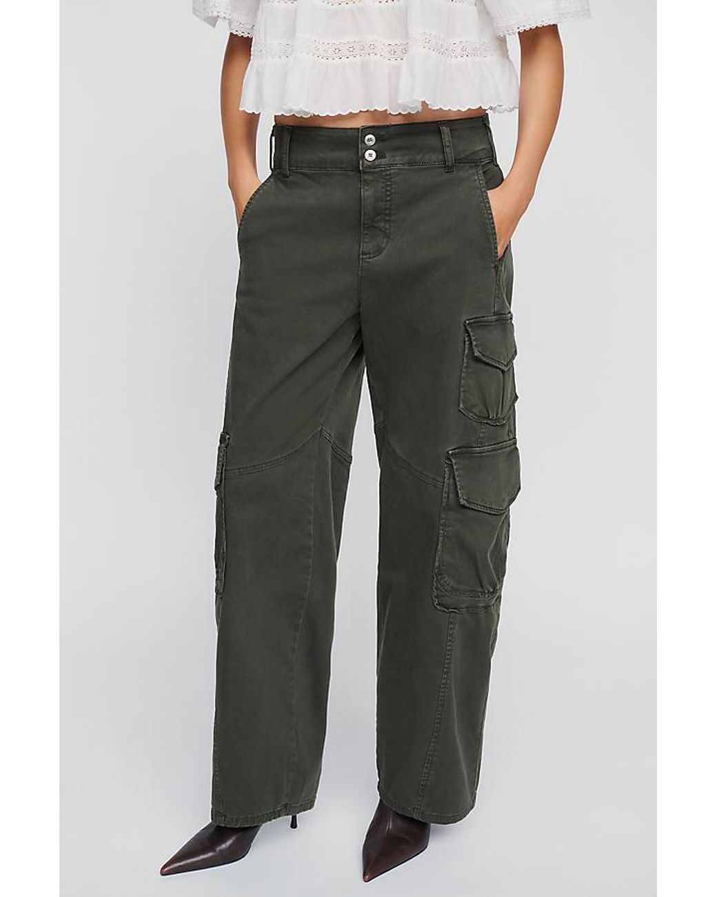 Pilcro Green Aero Wide-Leg Cargo Pants By