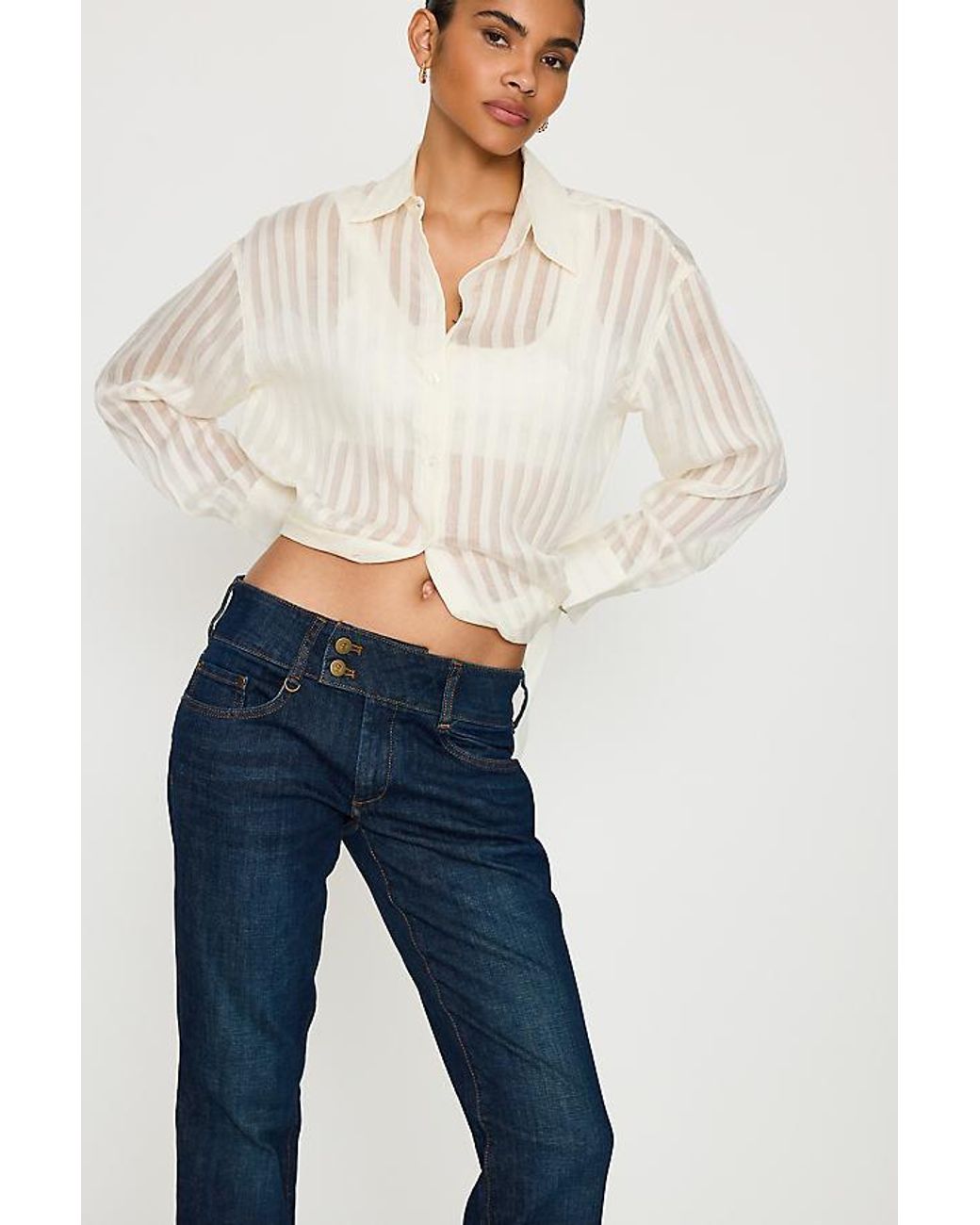 Pilcro Blue Low-Rise Bootcut Jeans