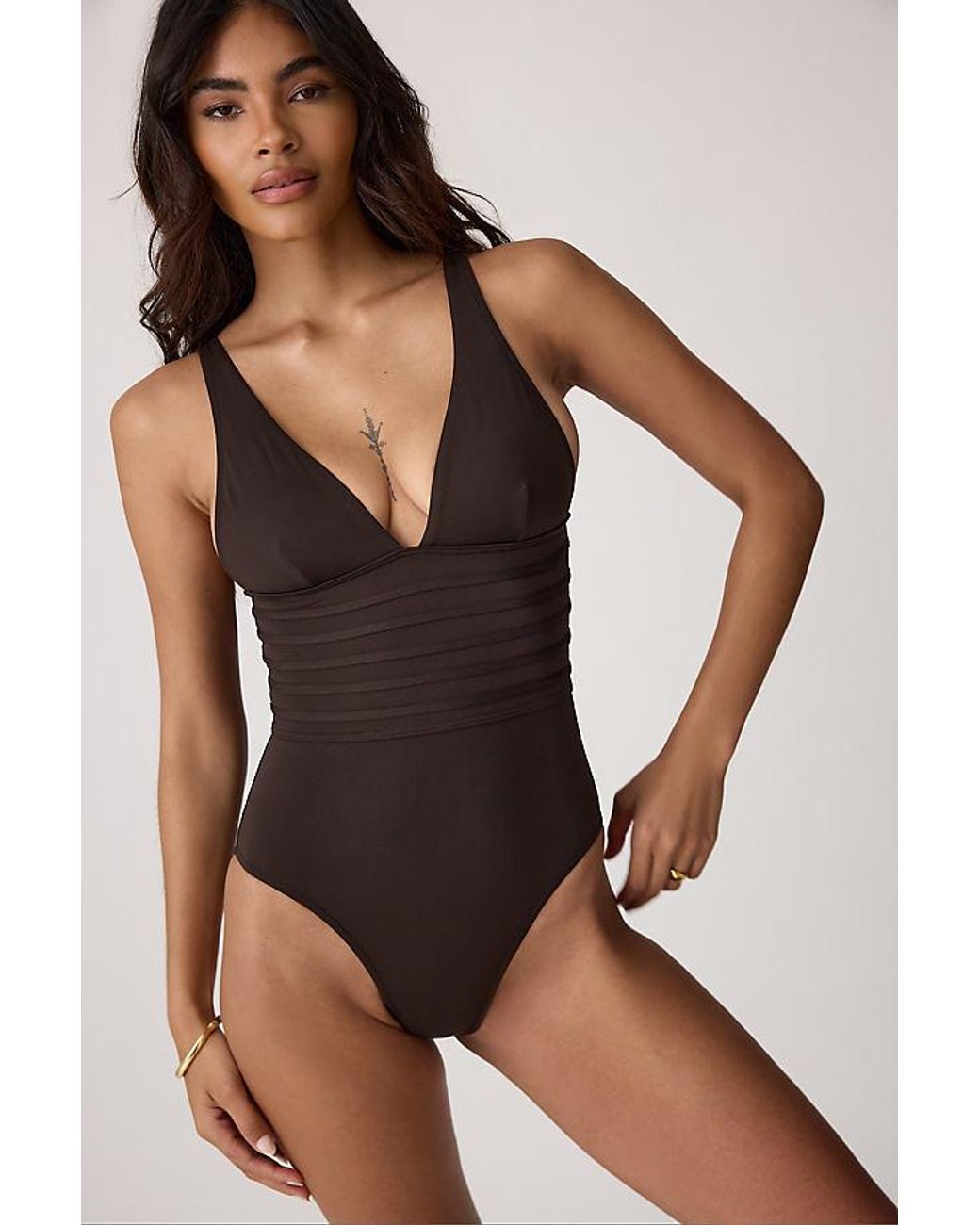 Sea Level Black Plunge One-Piece Swimsuit