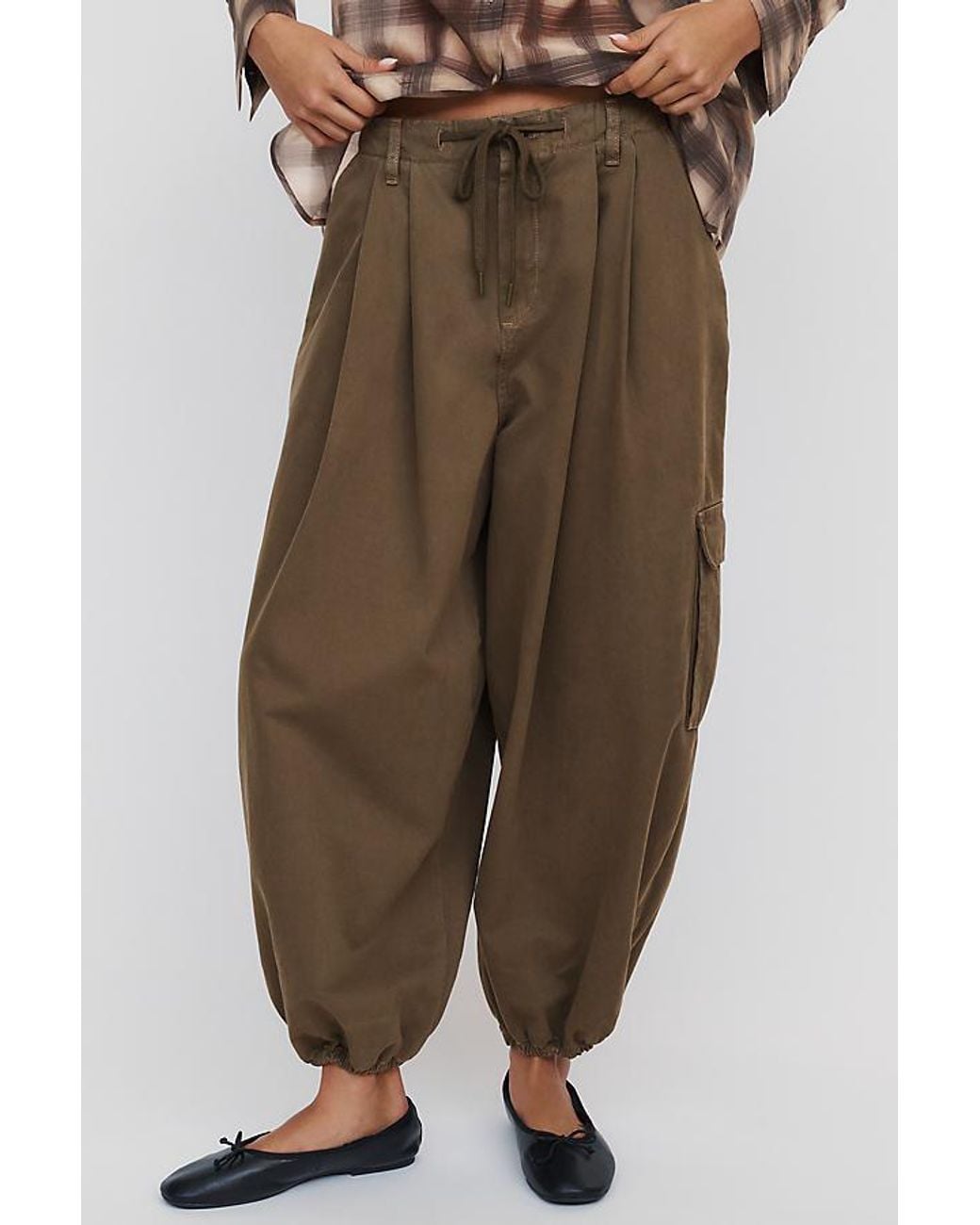 By Anthropologie Green 100% Cotton Parachute Cargo Pants