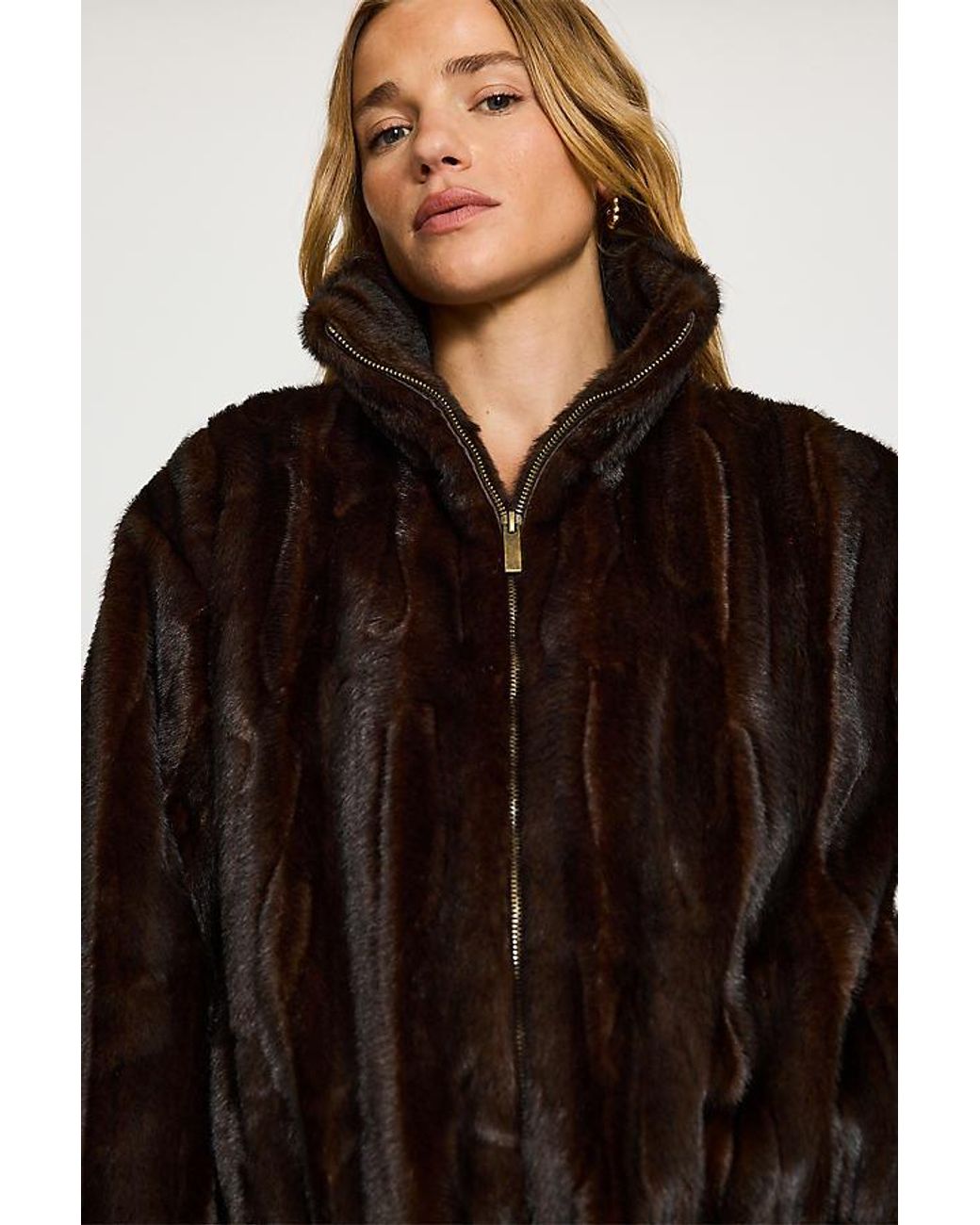 By Anthropologie Black Faux-Fur Panelled Bomber Jacket