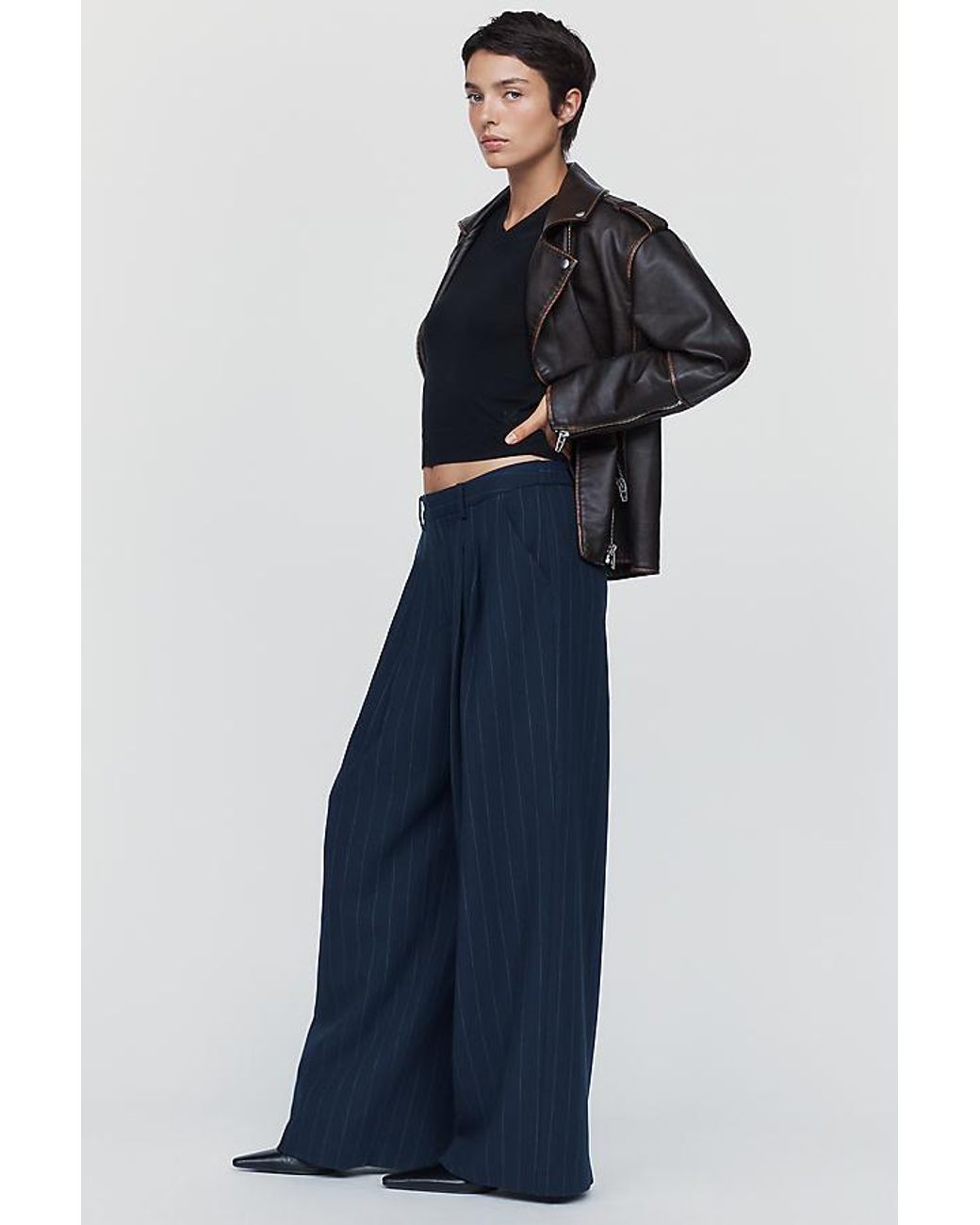 Maeve Blue Avery Pinstripe Tailored Trousers