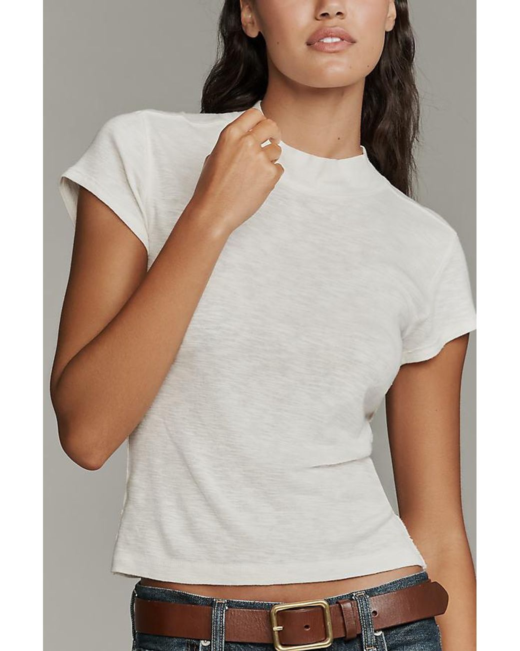 Pilcro White Cyris Cotton Modal Turtleneck T-Shirt