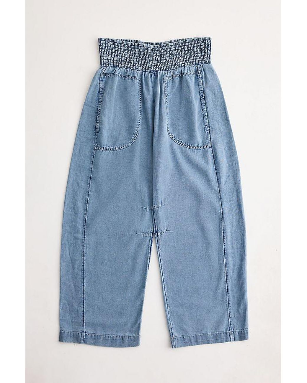 Pilcro Blue The Reese Smocked Pull-On Barrel Trousers