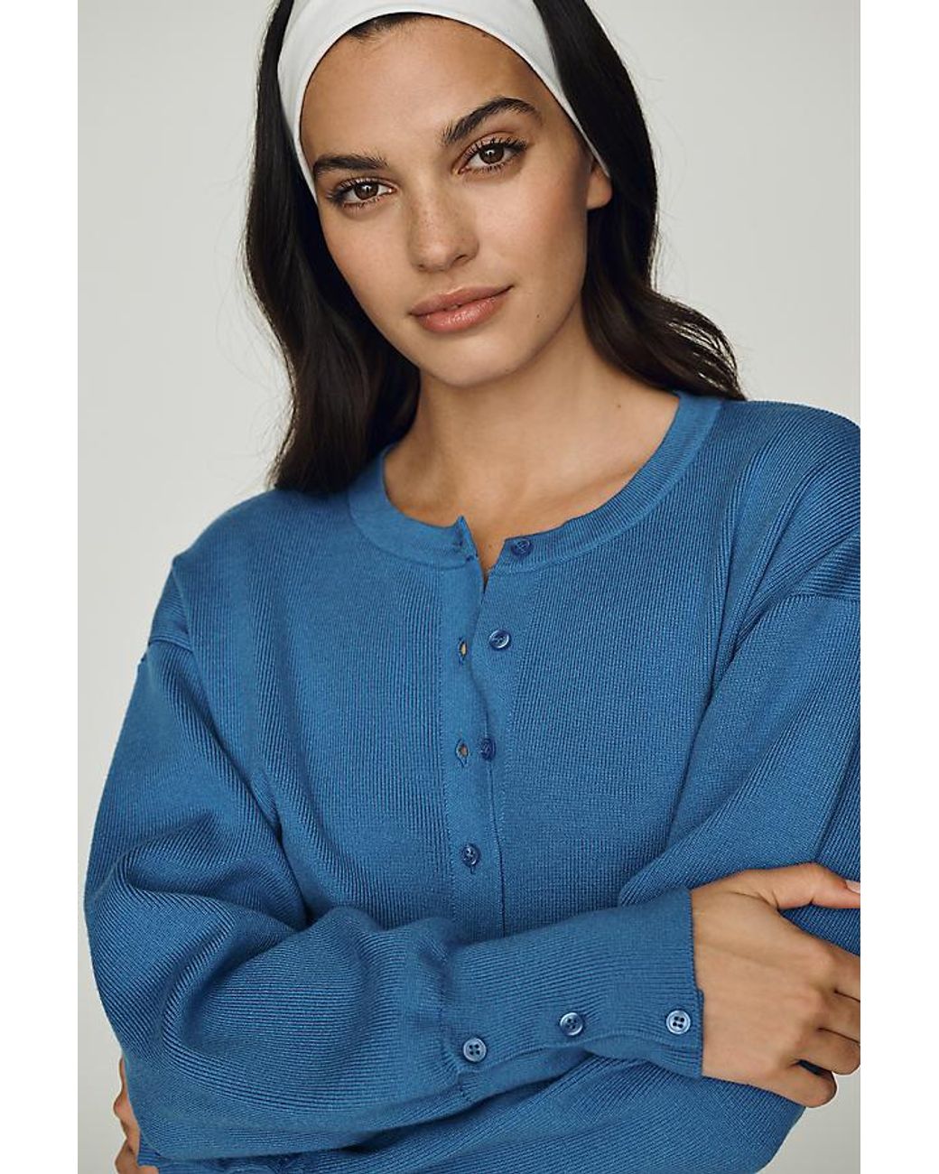 Daily Practice Blue Everyday Crew-Neck Cardigan