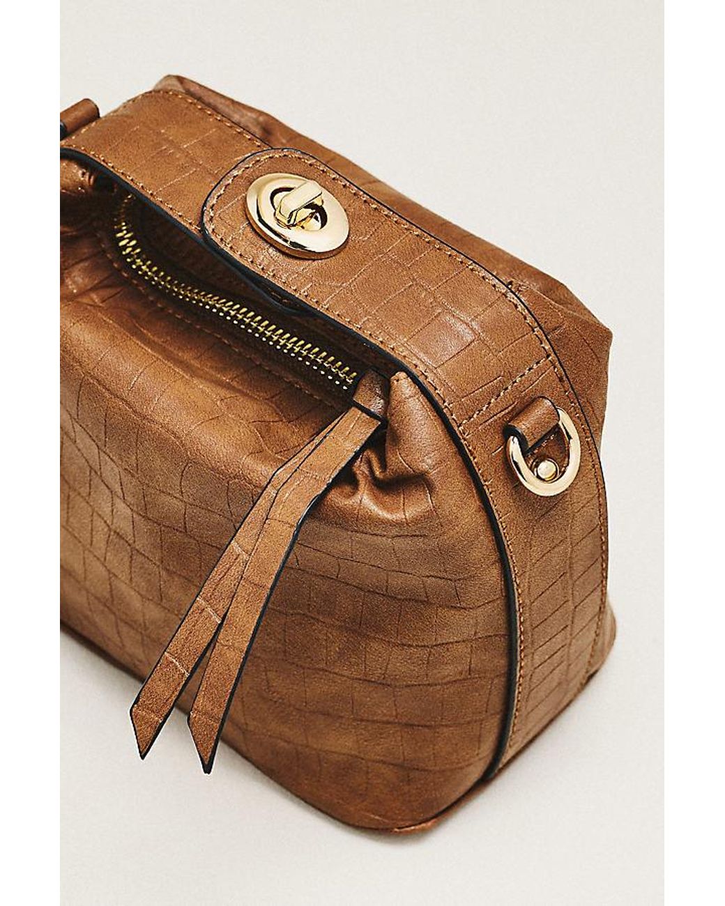 Maeve Brown Faux-Leather Croc Structured Bag
