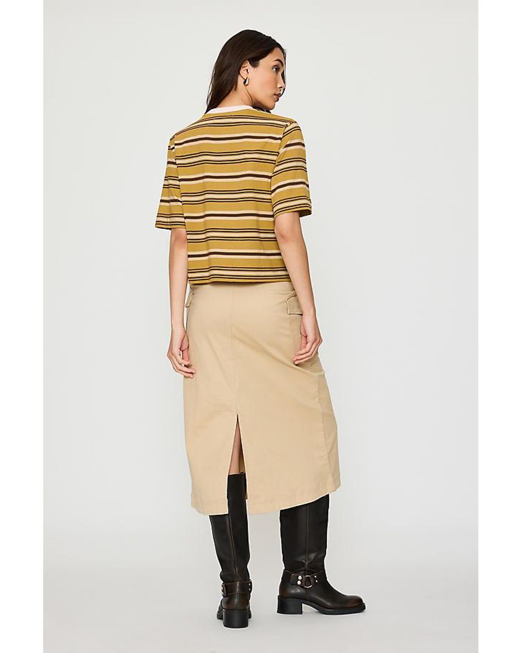 By Anthropologie Natural Boxy Stripe T-Shirt