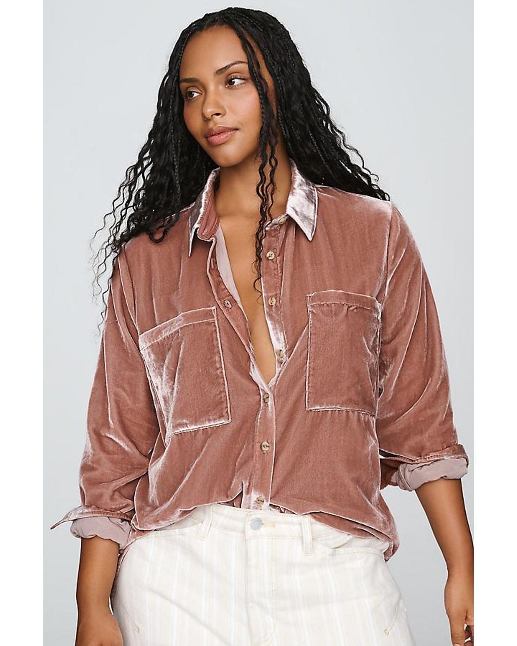 Pilcro Red The Hadley Relaxed Buttondown Shirt By Velvet Edition
