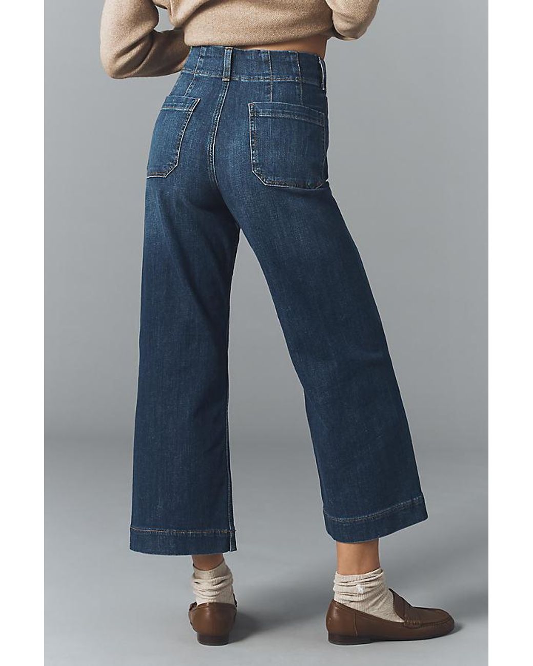 Maeve Blue The Colette Crop Wide-Leg Jeans By