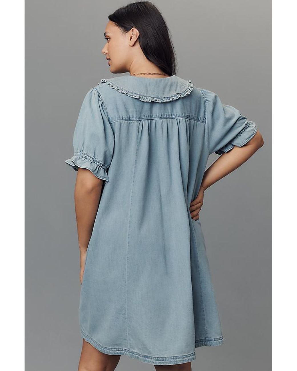 Pilcro Blue The Keira Collared Button-Front Mini Dress By