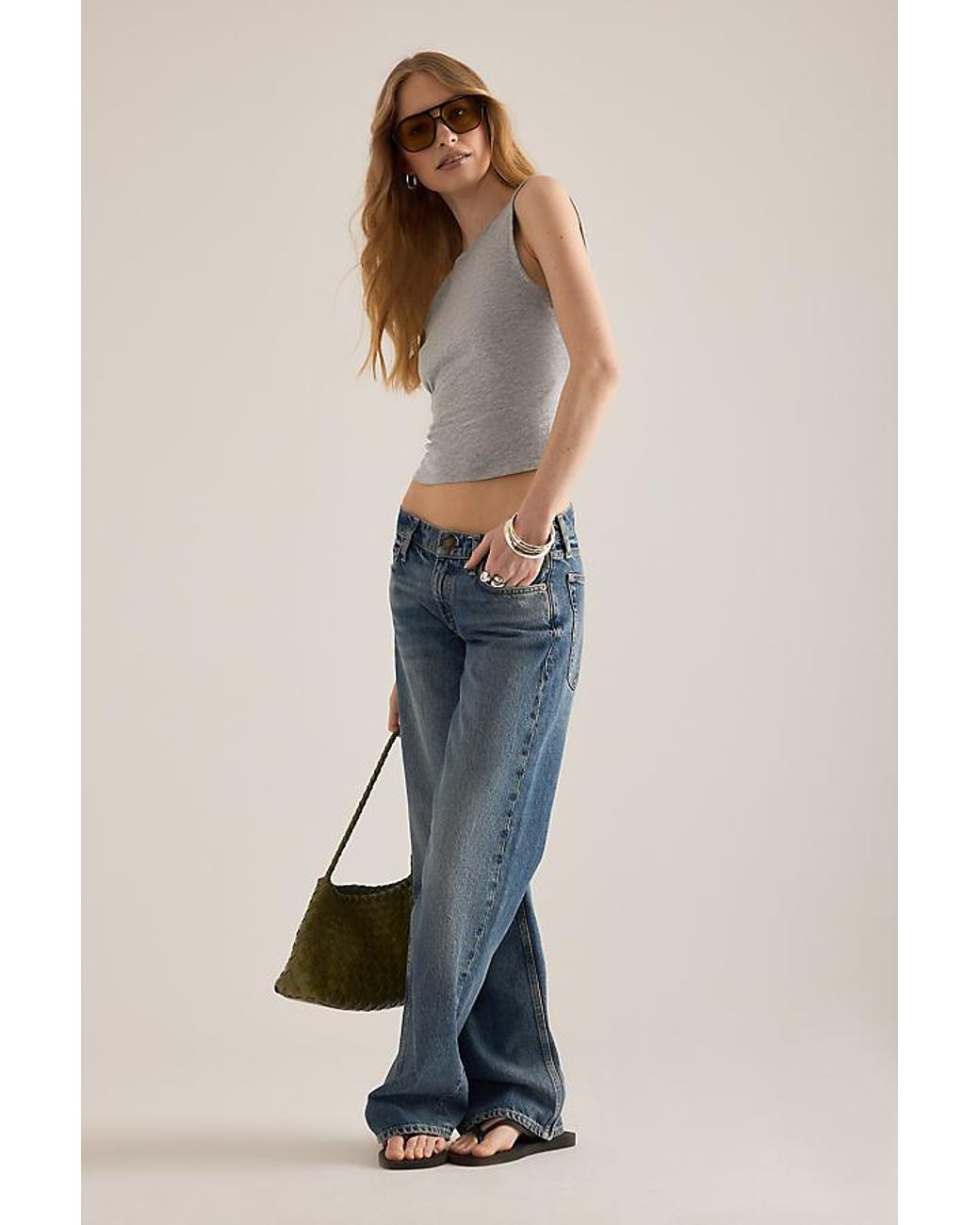 Rag & Bone Blue Saige Relaxed Straight-Leg Jeans