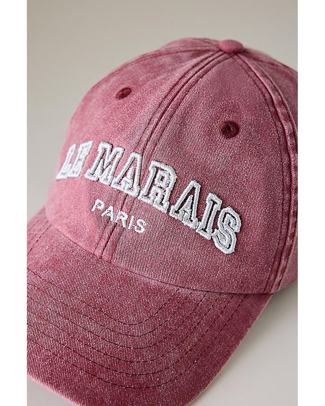 Anthropologie Pink Le Marais Embroidered Cotton Cap