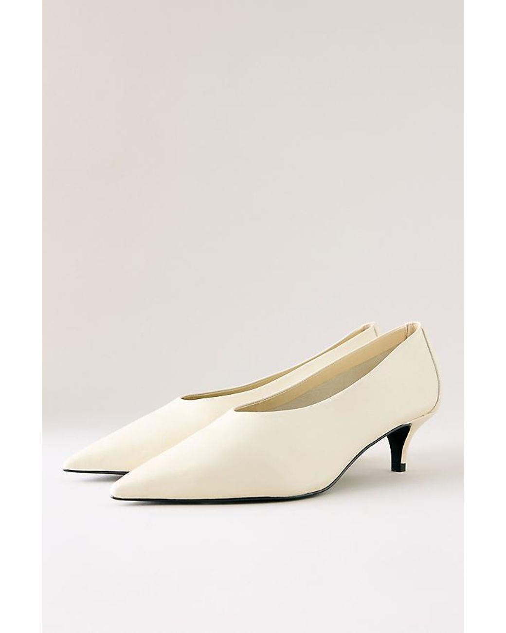By Anthropologie Natural Pointed-Toe Kitten-Heel Pumps
