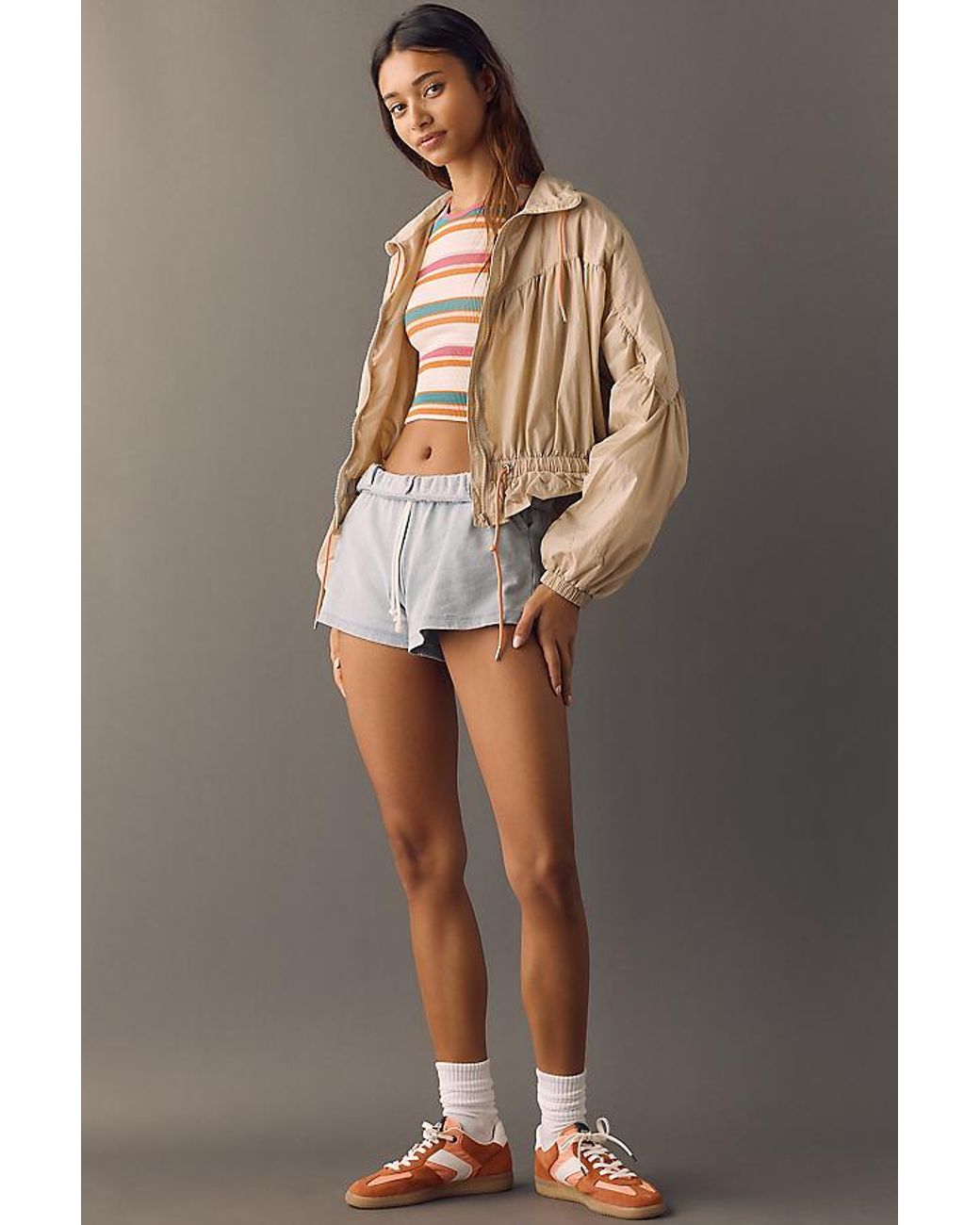 Daily Practice Brown Femme Funnel-Neck Jacket