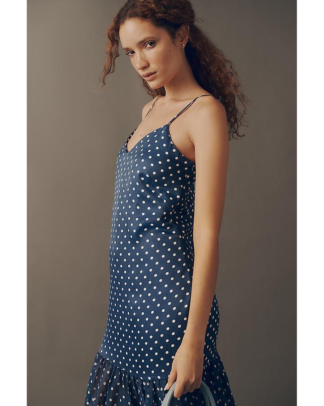 Maeve Blue Sleeveless V-Neck Tiered Scarf Midi Dress