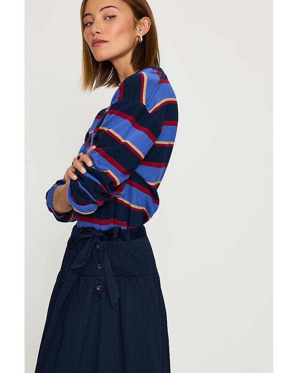 Damson Madder Blue Josie Pleated Midi Skirt