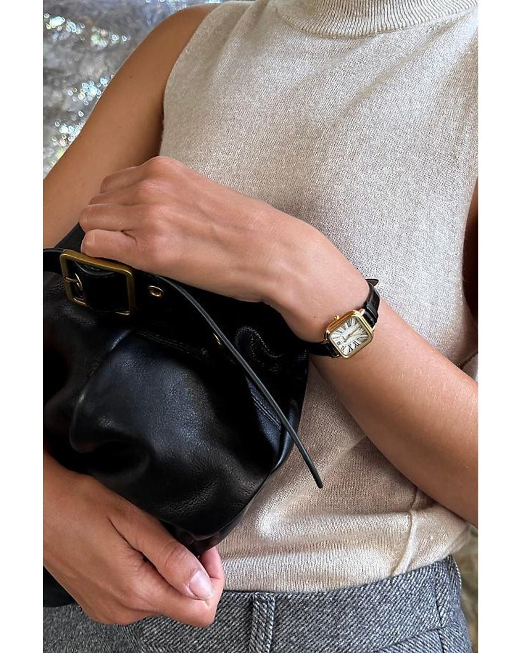 By Anthropologie Black Square-Face Watch