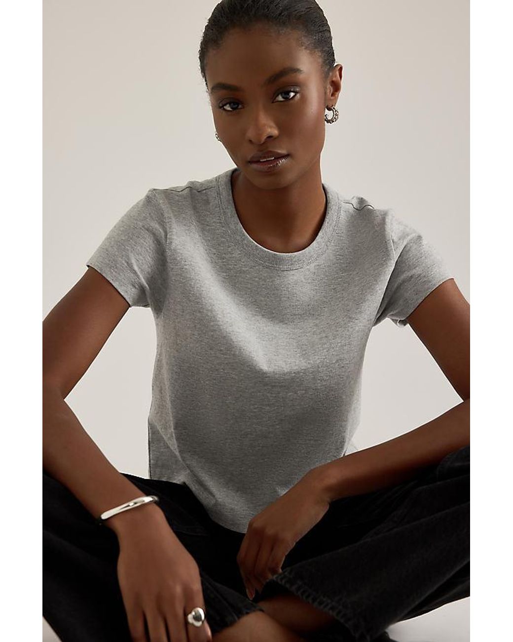 Rag & Bone Gray Kelly 100% Cotton Crop T-Shirt