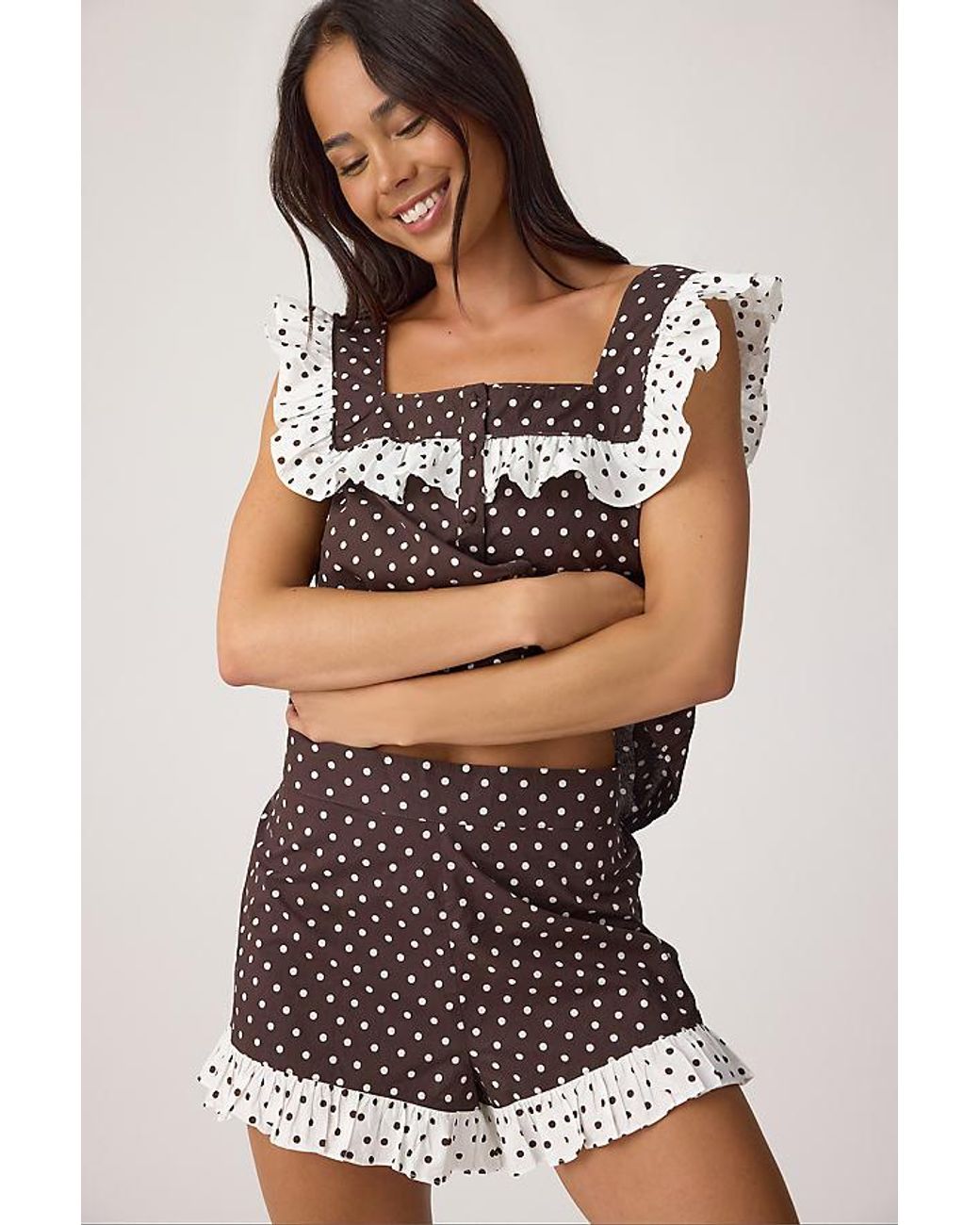 It's 9pm Multicolor Lucia Polka Dot Short Ruffle Pyjama Set