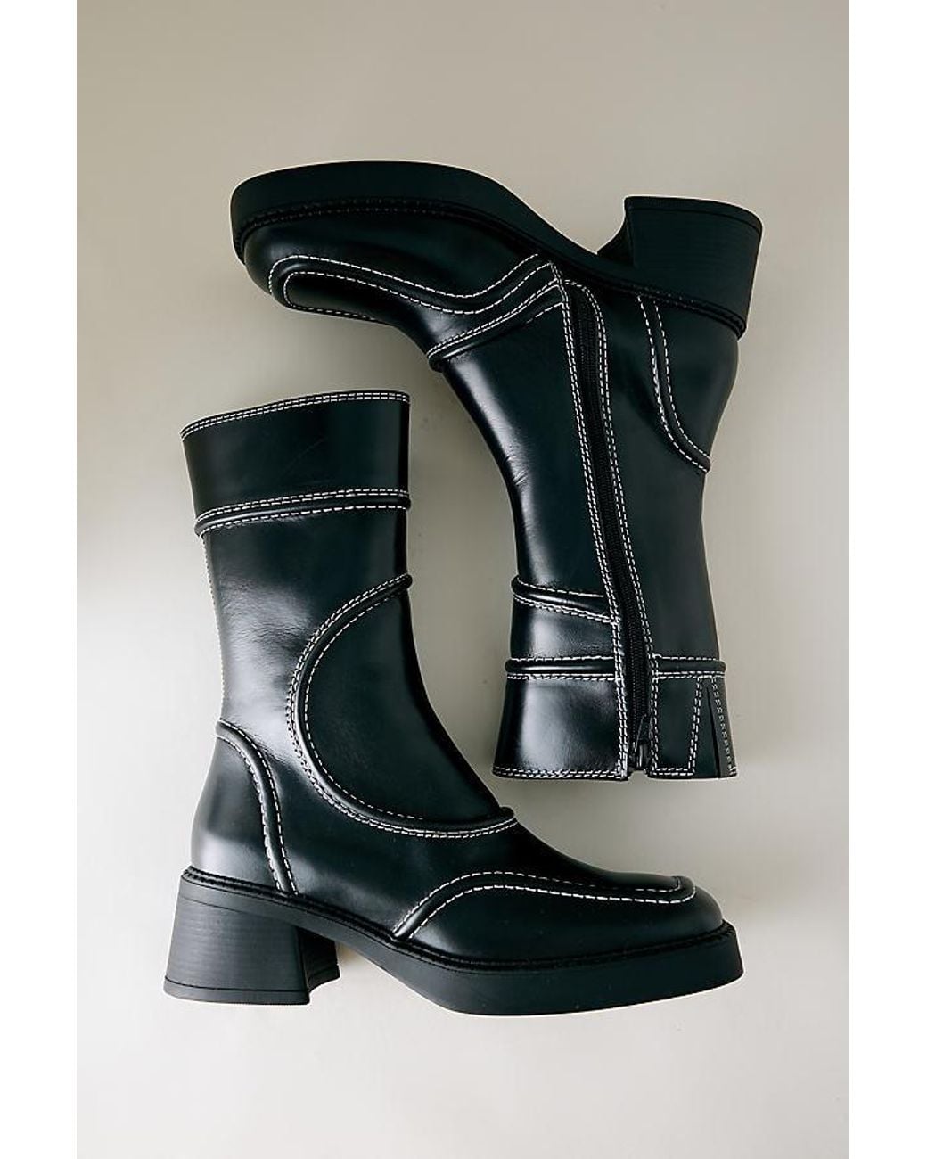 Miista Black Malene Leather Ankle Boots