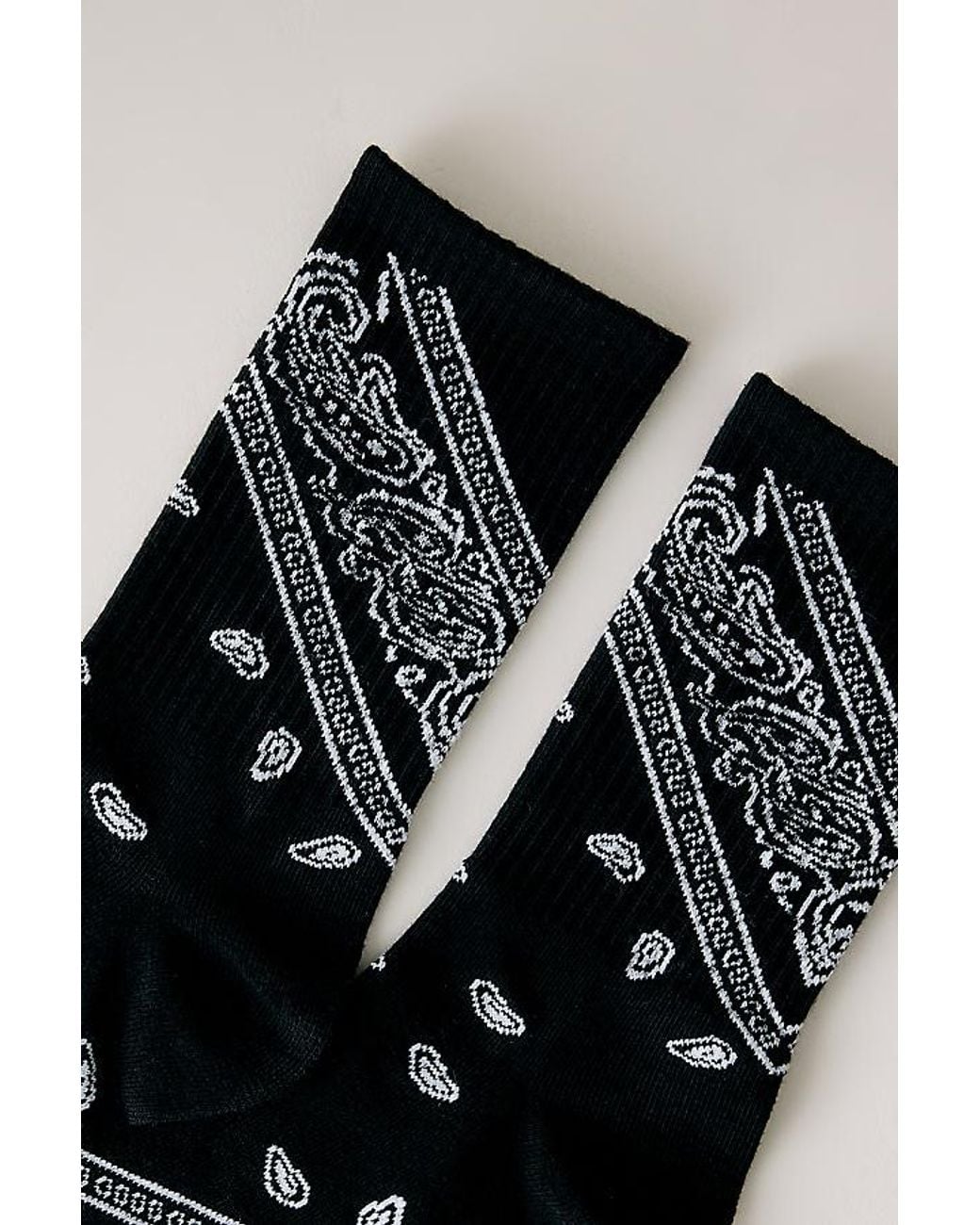 By Anthropologie Black Ribbed Bandana Trouser Socks