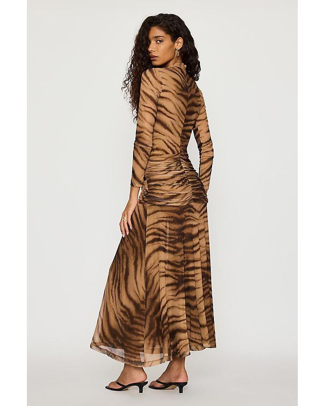 Bardot Brown Lea Printed Mesh Maxi Dress