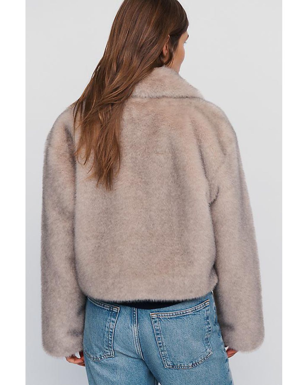 Maeve Natural Cropped Faux-Fur Coat