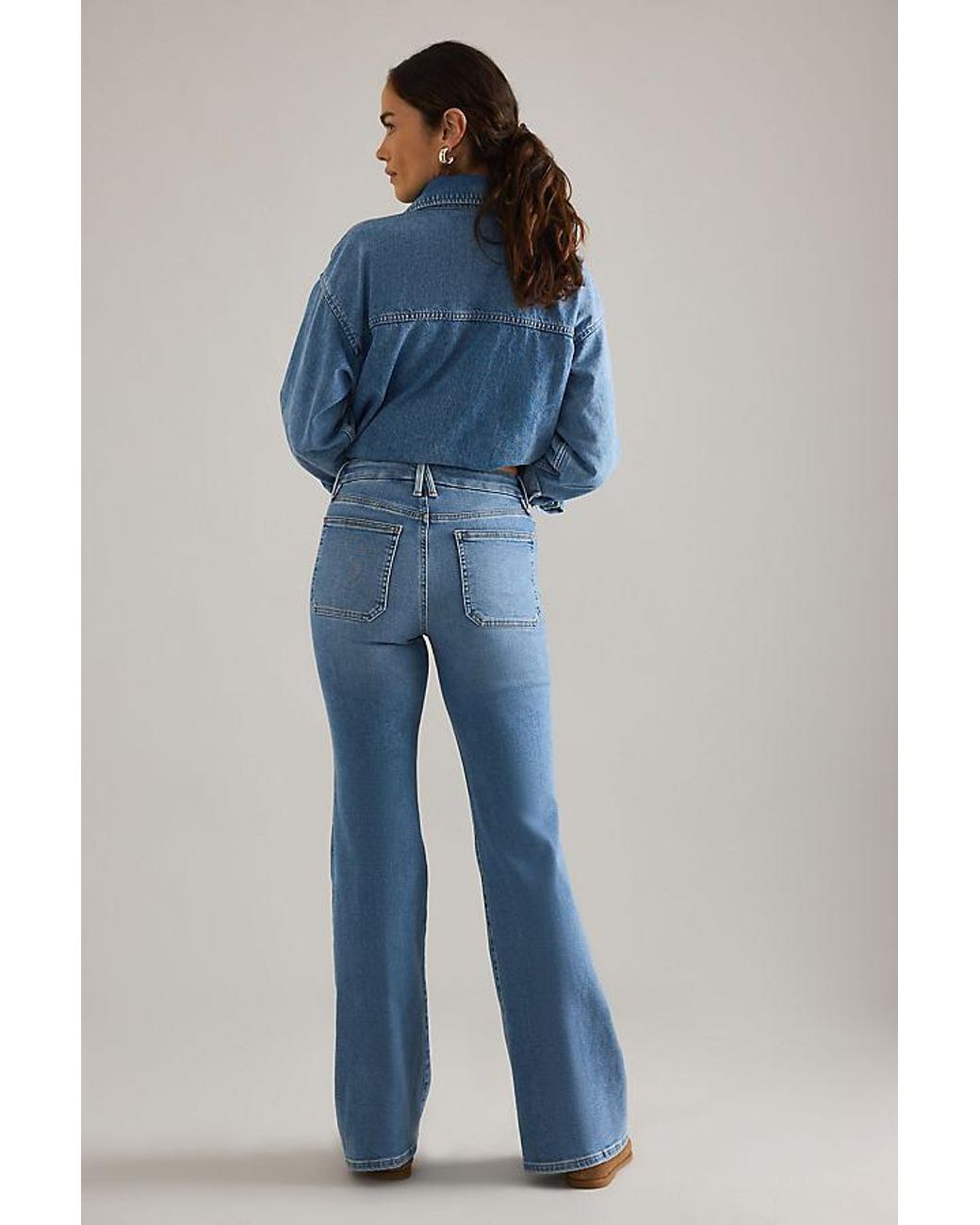 GOOD AMERICAN Blue Good Legs Patch Pocket Flare Jeans