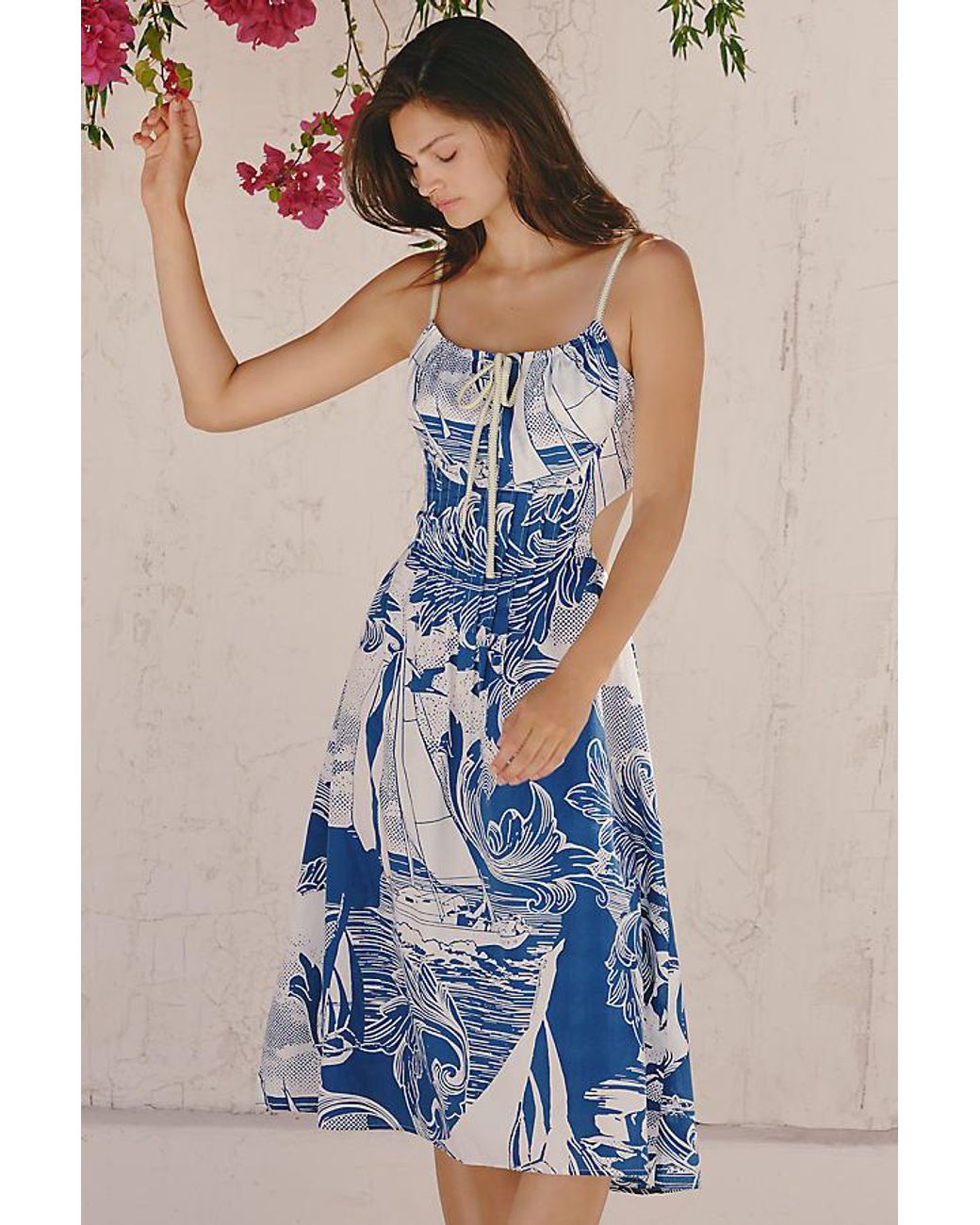Celandine Blue Lace-Up Open-Back Dress