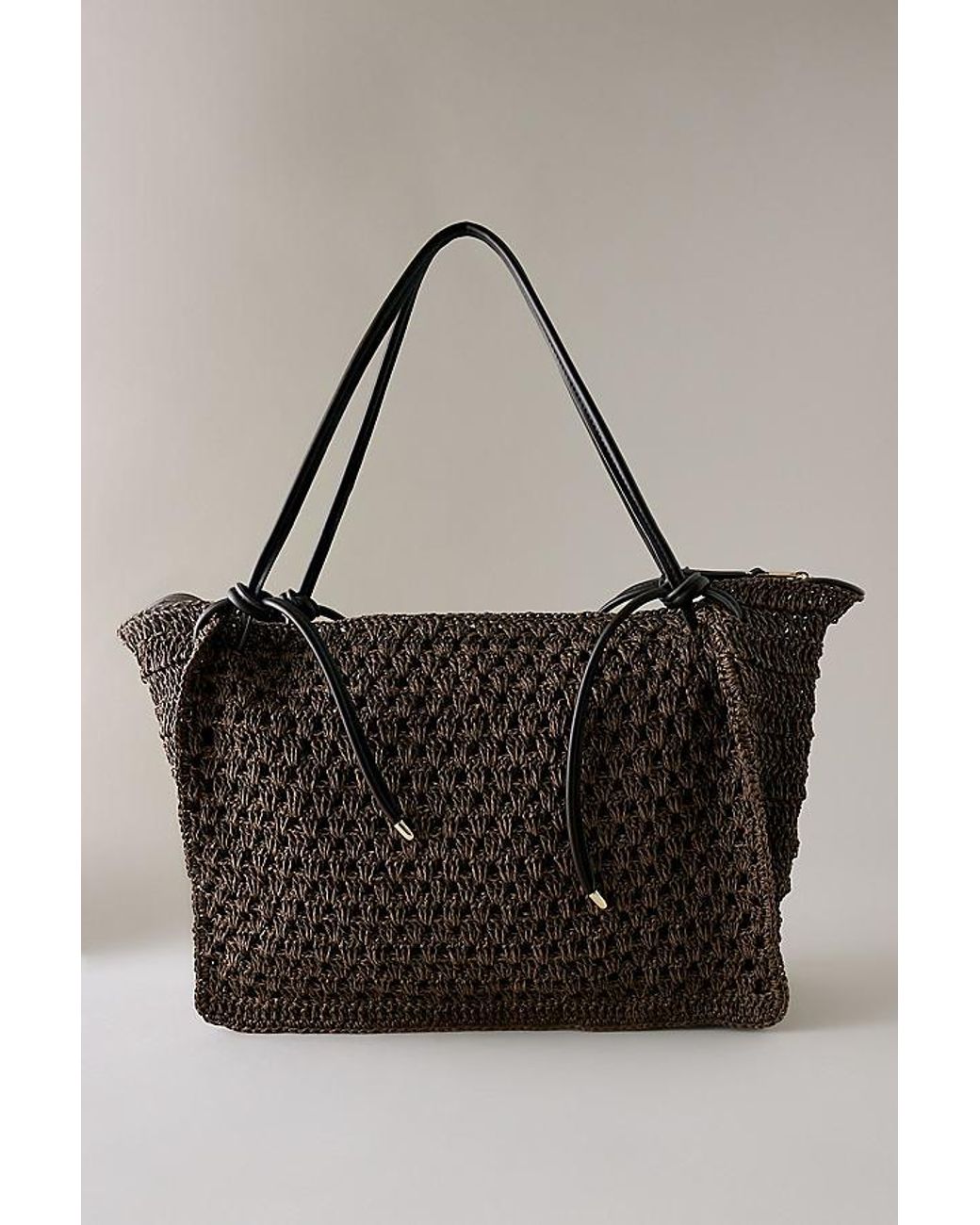 Dolce Vita Black Ravello Raffia Shoulder Bag