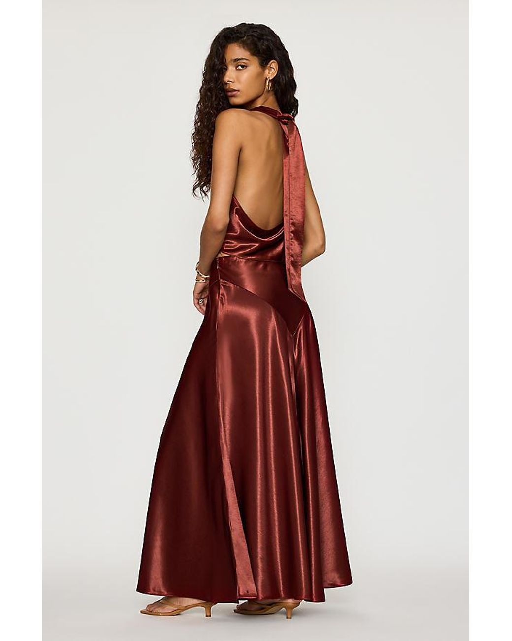 Bardot Red Toni Full Satin Maxi Skirt